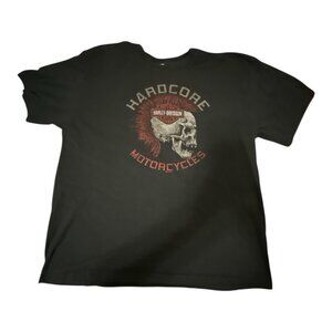 Harley Davidson Shirt Mens XL Black‎ Hardcore Skull Mohican Caliente San Antonio
